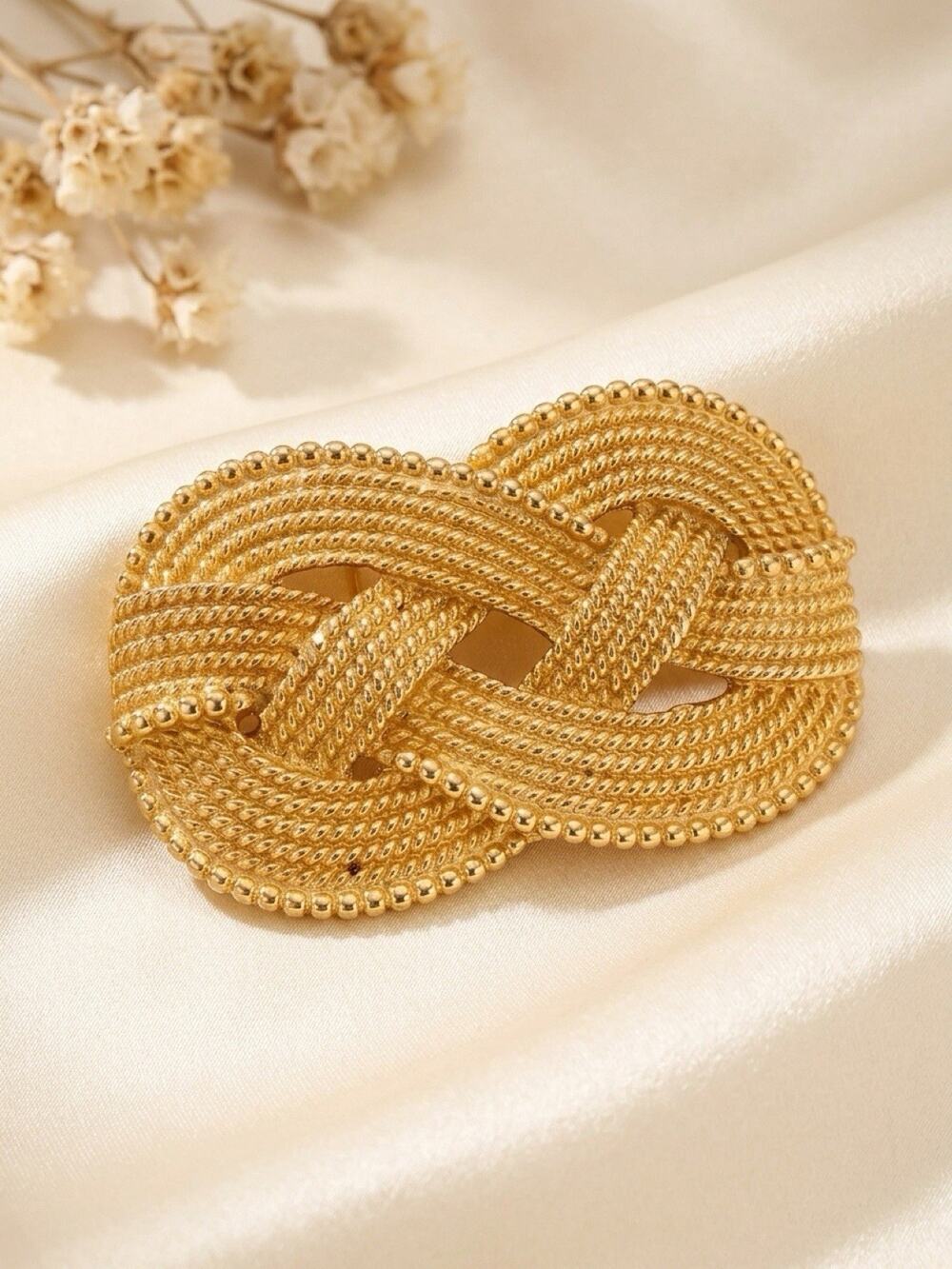 Vintage Gay Boyer Fashion Belt Buckle Womans 24K Gold Plated Gold Tone Textured